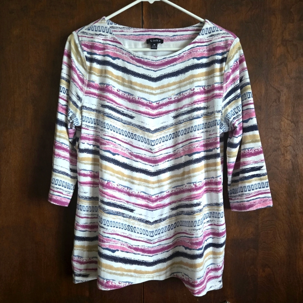 Links Multicolor Striped Top, PTP=20.5"